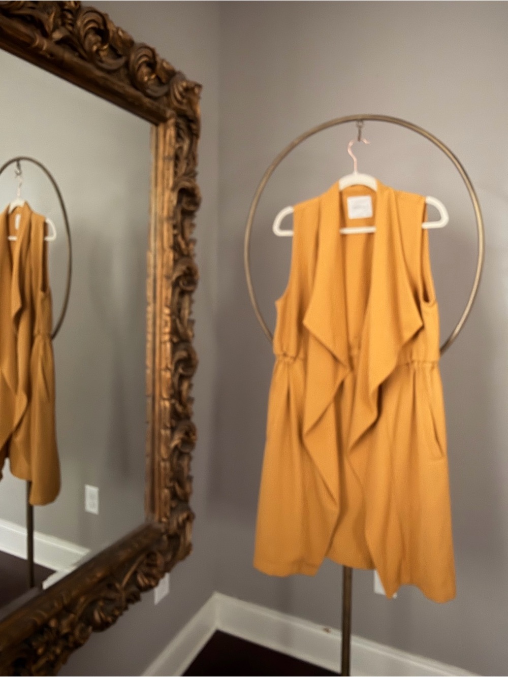 Elodie Long Sleeve Draped Mustard Vest
